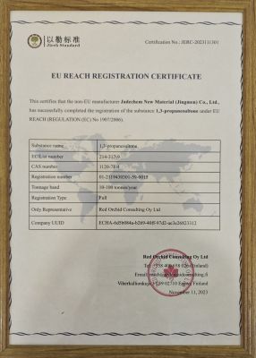 EU REACH REGISTRATION CERTIFICATE